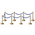 Montour Line Stanchion Post and Rope Kit Pol.Brass, 8 Crown Top 7 Blue Rope C-Kit-8-PB-CN-7-PVR-BL-PB